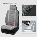 Road Comforts Baja Blanket Seat Covers Gray Diamond Bucket Seat Covers Low Back - Jacquard Fabric, Airbag Compatible, Universal Fit for Cars, Trucks, SUVs, and Vans