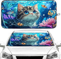 Cat and Fish Car Windshield Sun Shade Foldable Sunshade Front Window Cover Sun Visor Protector Accessories (59x27.5 inches)