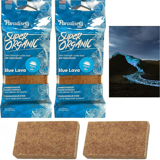 2 Blue Lava Scent Car Air Freshener Block Stone Under Seat Office Home Fragrance