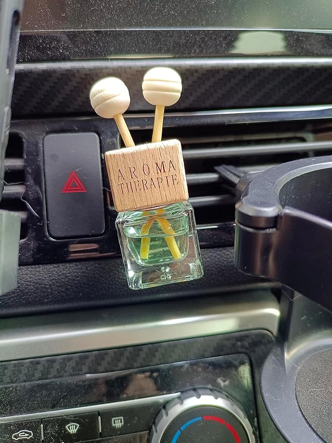 6Packs 8ml Empty Car Air Freshener Vent Clip, Clear Glass Essential Oil Diffuser Outlet Auto Perfume Aromatherapy Bottle Vials Fragrance Ornament Decor (6Packs)