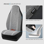 Road Comforts Baja Blanket Seat Covers Gray Diamond High Back Bucket Seat Covers - Jacquard Fabric, Airbag Compatible, Universal Fit for Cars, Trucks, SUVs, and Vans