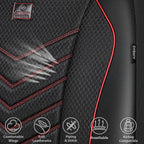 CAR PASS 3D Foam Mesh Leather Car Seat Covers Front Seats, Breathable Front Seat Cover for Cars, Comfortable Universal Fit for SUV Truck Sedan Automotive Anti-Slip Airbag Compatible, Black and Red