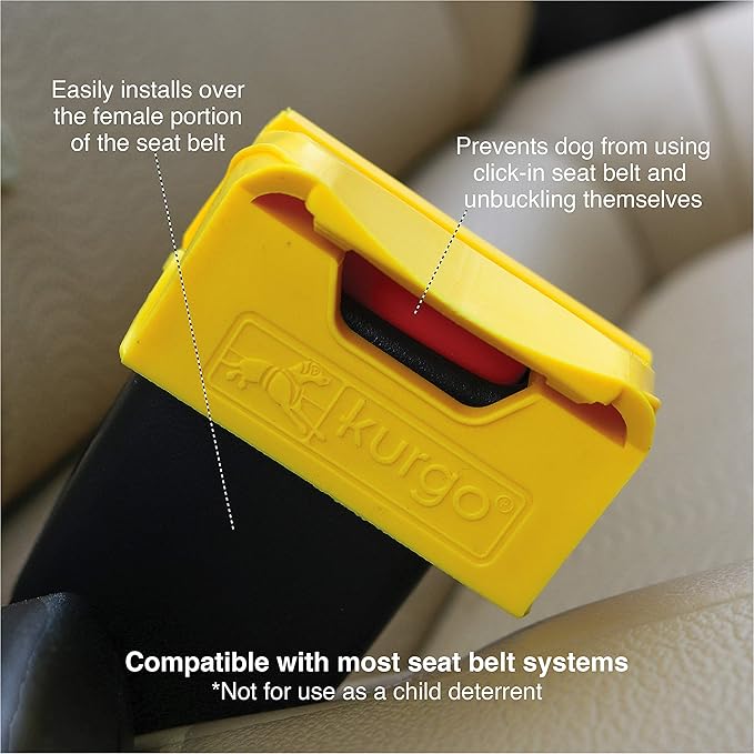 Kurgo Direct to Seatbelt Tether for Dogs - Adjustable Dog Car Safety Leash for Backseat Travel - Quick Install Carabiner Locking Tether - Works with Any Dog Harness - Secure Design