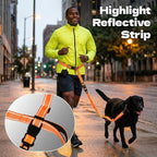 6-in-1 Hands-Free Dog Leash, Waist & Crossbody Bungee Lead with Dual Padded Handles, Bungee Shock Absorbing, Seat Belt Buckle, Reflective for Small Medium Large Dogs, Orange