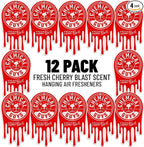 Chemical Guys Hanging Air Freshener, Fresh Cherry Scent 12 Pack, Great for Cars, Trucks, SUVs, RVs, Home, Garage, Workspace, Dorm Room & More (4 x 3 Packs) - AIR40604
