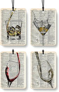 Trendy Retro Wine Cologne Car Air Freshener 4 Pcs, Funky Classic Cocktail Whisky Wine Hanging Air Freshener for Cars Bathroom Dorm Books Decor, Vintage Accessories Gifts for Women Girls Men