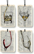 Trendy Retro Wine Cologne Car Air Freshener 4 Pcs, Funky Classic Cocktail Whisky Wine Hanging Air Freshener for Cars Bathroom Dorm Books Decor, Vintage Accessories Gifts for Women Girls Men