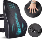 Extra Dense Lumbar Pillow with Double Adjustable Straps - Ergonomic Lumbar Support Pillow for Office Chair, Car, Couch Firm Back Support for Lower Back & Spine Pain Relief Memory Foam Cushion