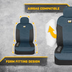 CAT Blue & Black Seat Covers for Cars, Trucks, & SUV - Set of (2) MeshFlex Car Seat Cover Front Seat Protectors - Airbag Compatible Seat Covers for SUV Interior Covers & Seat Cover Accessories