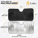 EcoNour Accordion Car Windshield Sun Shade | Car Sun Visor to Protect Harmful UV Rays | Foldable Automotive Windshield Sunshades | Window Sun Blocker to Keep Your Vehicle Cool & Comfort - 58" x 28"