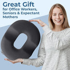 5 STARS UNITED Donut Pillow Hemorrhoid Tailbone Cushion – Large Floor Cushion for Pain Relief – Coccyx, Prostate, Sciatica, Pelvic Floor, Pressure Sores, Pregnancy, Postpartum Recovery, Dark Gray