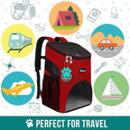 PetAmi Small Dogs and Cat Backpack Carrier, Airline Approved Pet Backpack Carrier, Ventilated, Safety Strap, Buckle Support Designed for Hiking Travel Camping Outdoor, Max 18 lbs (Red)