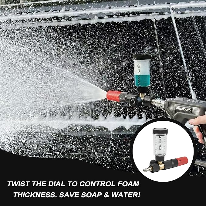 Pure Pro Foam Cannon for Pressure Washer, Adjustable Nozzle with 1/4” Quick Connector, Power Washer Soap Cannon for Car Detail, Additional 1.1mm Orifice Nozzle