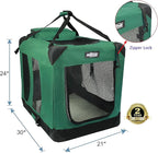 EliteField 3-Door Folding Soft Dog Crate with Carrying Bag and Fleece Bed (2 Year Warranty), Indoor & Outdoor Pet Home (30" L x 21" W x 24" H, Green)