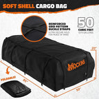 Mockins XXL 90"x50"x6" Heavy Duty Roof Rack Cargo Carrier w/ 50 CuFt Waterproof Rooftop Cargo Bag for Top of Car | All-Weather 250 Lbs Cap Car Top Carrier Roof Basket for SUV RV Van w/Accessories
