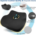 Car Seat Cushion, Ergonomic Memory Foam Car Cushion for Sciatica Pain Relief, Larger Driving Seat Pillow for Short Drivers on Long Drives - Butt Pillow for Truck, Office, Wheelchair - Classic Black