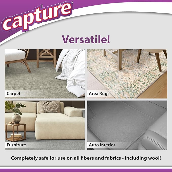 Capture Carpet Total Care Kit 250 - Home Couch and Upholstery, Car Rug, Dogs & Cats Pet Carpet Cleaner Solution - Strength Odor Eliminator, Stains Spot Remover, Non Liquid & No Harsh Chemical