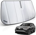 MZS Windshield Sun Shade Compatible with Highlander 2020-2026, Foldable SUV Front Window Sunshade with Storage Pouch, Sun Visor Shield Accessories for Interior Protector