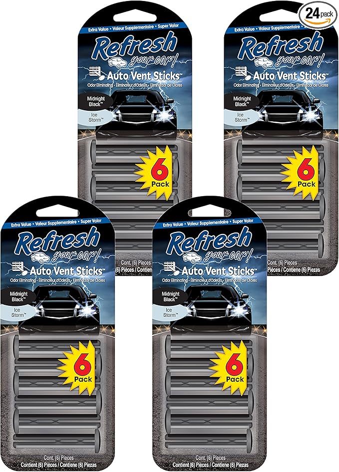 Refresh Your Car! 89432 Vent Stick (Midnight Black/Ice Storm Scent, 4-Pack Case)