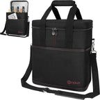 opux 6 Bottle Carrier Tote | Insulated Padded Wine Cooler Bag for Travel. Picnic, BYOB | Portable Leakproof Wine Tote Bag for Dinner, Party, Christmas, Wine Gift for Women, Men (Black)