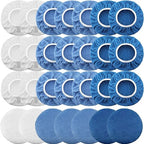 Tallew 40 Pcs 9 to 10 Inches Buffer Pads Bulk Car Polisher Bonnets Orbital Buffer Bonnets Microfiber Polishing Pad Car Wax Cover for Cleaning and Polishing(Royal Blue,Light Blue,White)