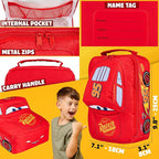 Disney Cars Lunch Bag for Kids Lightning McQueen Car Shaped Lunch Cooler Bag with Mesh Pocket Name Tag for School Snacks Travel Gifts for Kids
