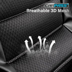 CAR PASS Memory Foam Back Car Seat Covers,Thick 3D Foam Mesh Bench Seat Covers Leather Metallic, Air Cool Rear Seat Cover Black Gray Aluminum Film, Comfort for Cars, Trucks, SUVs Automotive,Black Gray