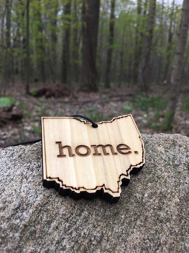 Arotags Ohio Wooden Car Air Freshener - Long Lasting Cool Breeze Scent Diffuses for 365+ Days - Includes Hanging Mirror Diffuser and Fragrance Oil - 100% American Made