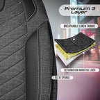 Premium Car Seat Covers Front Seat - Linen Car Seat Cover for SUV, Cars, Most Pickups, Black-Grey Stitching, Car Seat Protector, Car Seat Covers Front Seats, Car Seat Protector