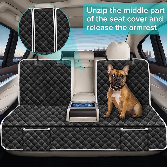 Dog Car Seat Cover Compatible with Toyota Tacoma/Chevy Colorado/Nissan Frontier/Hyundai Santa Cruz Back Seat Accessories 2000-2026, Waterproof Mid-Truck Pet Bench Backseat Covers with Non-Slip Backing