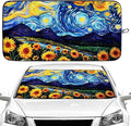 Starry Night Sunflowers Car Windshield Sun Shade Foldable Sunshade Front Window Cover Sun Visor Protector Accessories (59x27.5 inches)