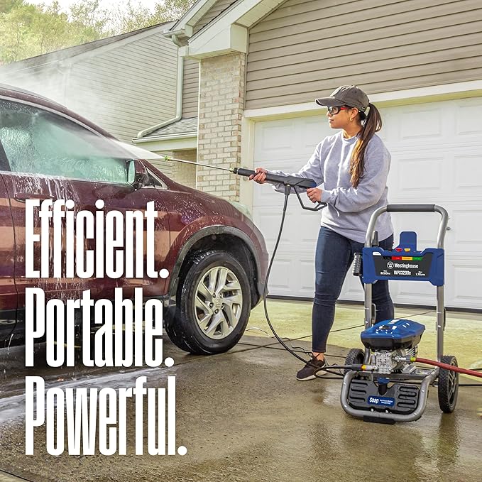 Westinghouse WPX3200e Electric Pressure Washer, 3200 Max PSI and 1.76 Max GPM, Induction Motor, Onboard Soap Tank, Spray Gun and Wand, 5 Nozzle Set, for Cars/Fences/Driveways/Homes/Patios/Furniture