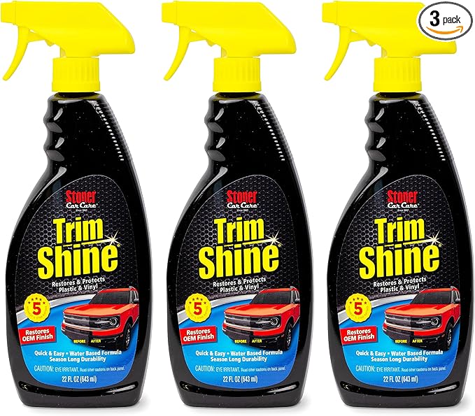 Stoner Car Care 92034-3PK Trim Shine – Black Trim and Plastic Restorer for Cars – Vinyl and Plastic Trim Protectant Coating for Interior and Exterior Use – Water-Based Formula – 22 fl oz (Pack of 3)