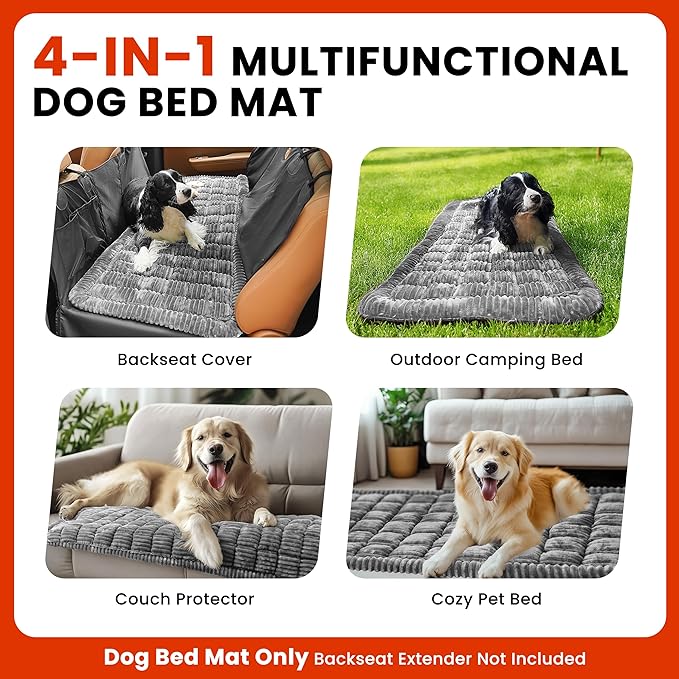 Backseat Dog Bed Mat for Car, Non-Slip Dog Bed for Car Back Seat, Soft & Cozy Dogs Blanket, Washable Travel Pet Mat Seat Protector for Cars, SUVs, Trucks