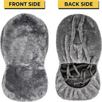 ZONETECH Sheepskin Seat Covers Fuzzy Car Seat Covers Grey Australian Merino Wool Fluffy Fur Auto Accessories All Season Protection for Your Seats Universal Fits Most Car SUV Airbag Compatible 2- Pack