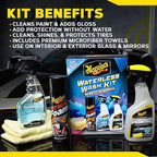 Meguiar's Waterless Wash Kit - This Premium Car Detailing Kit Gently Removes Dirt and Grime, Adds Shine and Protects Several Surfaces on Your Car Without Water – Get Amazing Results Detailing Anywhere