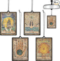 L1rabe 4P Vintage Tarot Car Air Fresheners, The Star World Sun Moon Hanging Air Freshener Fragrance Scented Cards Old Style Tarot Theme Car Aromatherapy Tablets Bedroom Wardrobe Shoe Cabinet Deodorant
