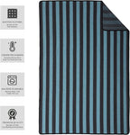 PuTian Merino Wool Blanket - 87" x 63" Thick Warm Soft Large Bed Throw - Great for Camping, Outdoors, Travel, Car, Couch, All Seasons Blue Stripe