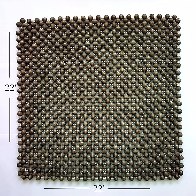 Natural Wood Beaded Seat Cover Pad Mat Comfy Cool Summer Massage Seat Cushion (Square Large) for Truck,RV,Pickup,Big Office Chair only