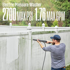 Westinghouse WPX2700e Electric Pressure Washer, 2700 Max PSI and 1.76 Max GPM, Induction Motor, Onboard Soap Tank, Spray Gun and Wand, 5 Nozzle Set, for Cars/Fences/Driveways/Homes/Patios/Furniture