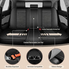 TTX LIGHTING for Chevy Equinox 2007-2026 Car Seat Covers, Breathable Ice Silk & Leather Seat Protector, Cool & Anti-Sweat for Long Driving, Airbag Compatible, 5 Seats Full Set (Black)