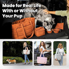 rubyloo Puffer Dog Travel Bag for Dog Moms – Doggy Diaper Bag with Pet Bowls & Food Storage or Everyday Puffy Tote – Doggy Mom Gifts for Women – Lightweight, Travel-Ready Gift for Pet Lovers - Grey