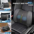 Memory Foam Lumbar Support Cushion Relieves Lower Back Pain Car Seat Office Chair and Wheelchair Back Pillow with Breathable 4D Mesh Black