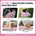 Backseat Dog Bed Mat, Non-Slip Dog Bed for Car Back Seat, Soft & Cozy Dogs Blanket, Washable Travel Pet Mat Seat Protector for Cars, SUVs, Trucks (Pink/White, 51.1" L x 23.6" W x 1.5" Th)