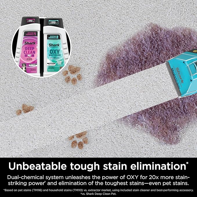Shark EX301 CarpetXpert HairPro Pet with StainStriker, Corded Upright Deep Carpet, Rug & Upholstery Cleaner, Pet Stain Remover, Gray (Renewed)