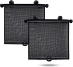 EcoNour Car Side Window Sun Shade (2 Pack) | Retractable Roller Sunshade for Kids | Baby Car Window Shades for UV and Sun Glare Protection | Baby Travel Accessories (15"x17")