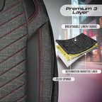 Premium Car Seat Covers Front Seat - Linen Car Seat Cover for SUV, Cars, Most Pickups, Black-Red Stitching, Car Seat Protector, Car Seat Covers Front Seats, Car Seat Protector