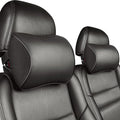 Aukee Car Headrest Pillow with Genuine Leather Cover Memory Foam Neck Cushion with 4 Extension Straps Adjuatable and Comfortable for Driving Home Office Black (Pack of 2)