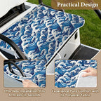 Golf Cart Seat Covers, Blue Golf Cart Seat Towel Blanket Club Car for Golf Lover, Wave Golf Cart Accessories, Keep Seat Comfortable and Cool for 2-Seat Golfs Carts, Gifts for Christmas Thanksgiving