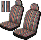 Baja Saddle Blanket Car Seat Covers Front Set, Washable Breathable Striped Woven Cloth Seat Covers for Cars, SUV, Truck, Airbag Compatible(Orange)